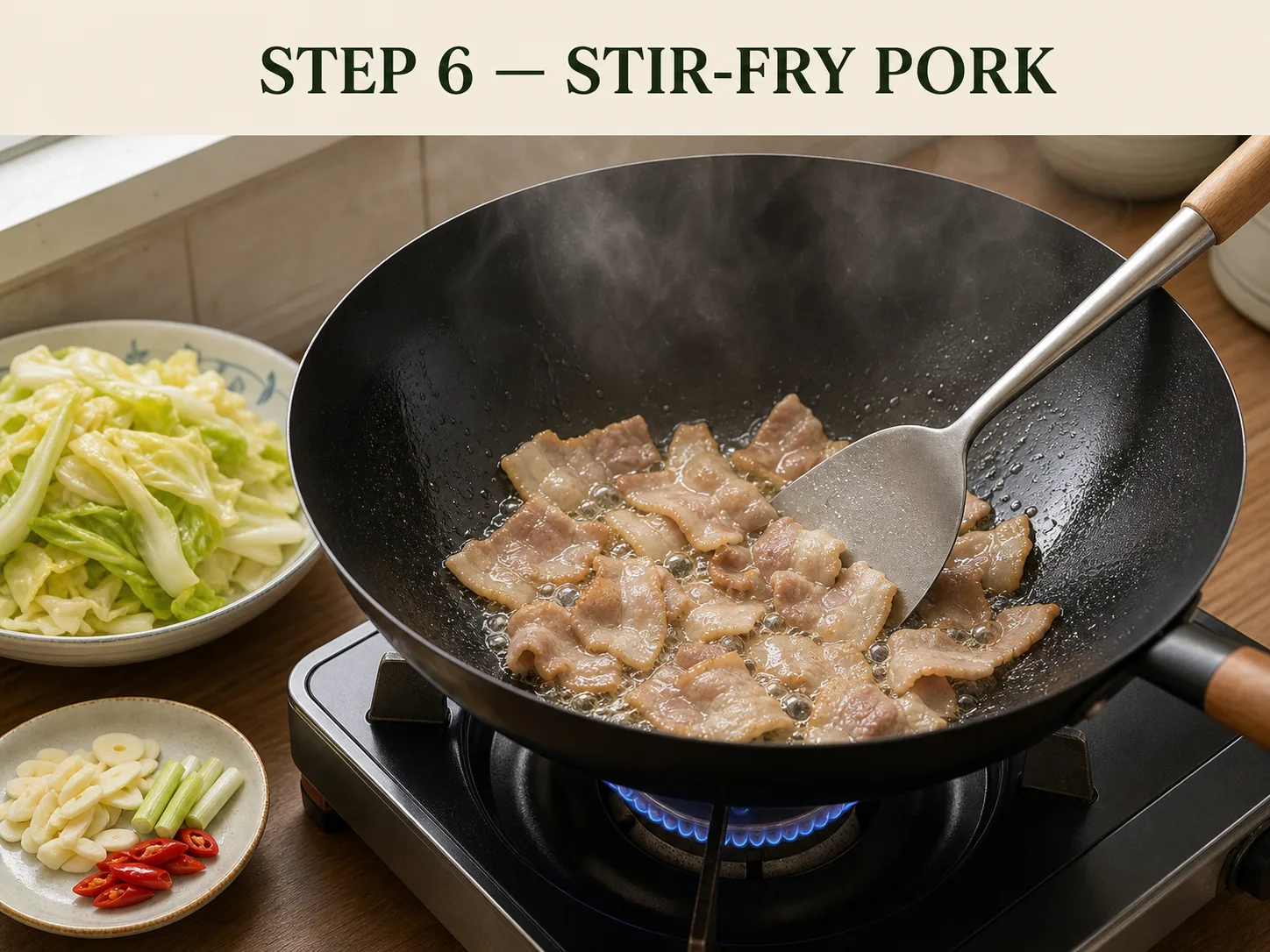 Hand-Torn Cabbage Stir-Fry (Shou Si Bao Cai)
