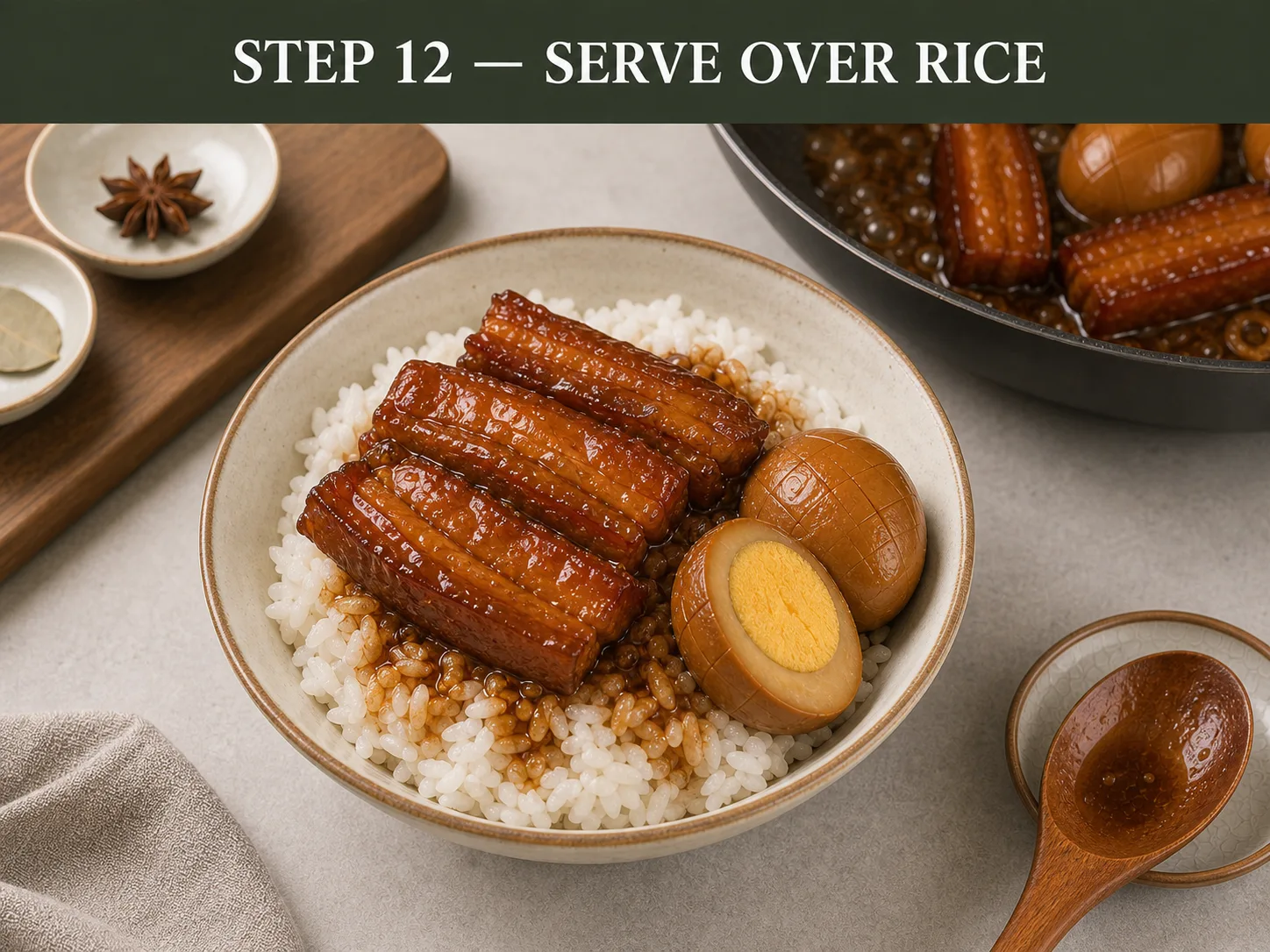 Taiwanese Braised Pork Rice (Lu Rou Fan)