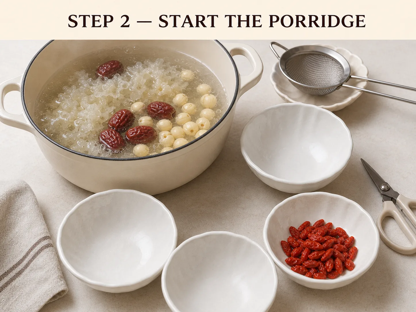 Tremella and Lotus Seed Porridge (Yin Er Lian Zi Zhou)